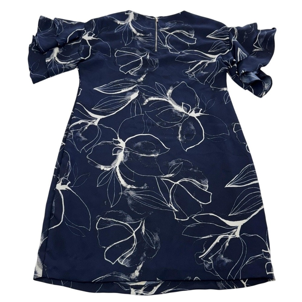 Vince Camuto Dress Womens Size 6 Blue Floral Shift Ruffle Sleeve Wedding‎ Guest - Picture 5 of 9
